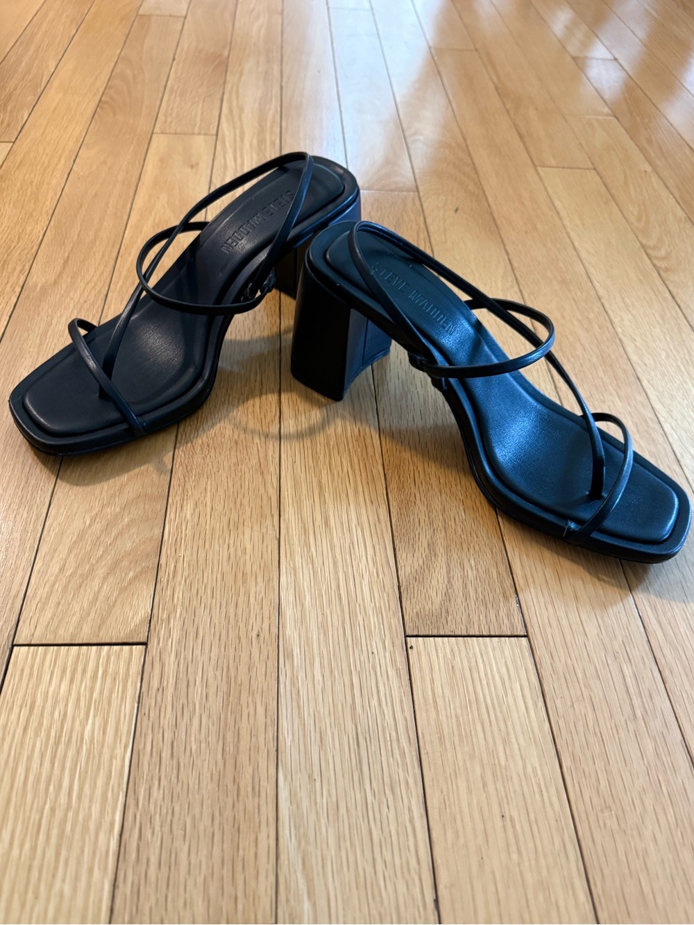 Strappy Black Block Heel Sandals